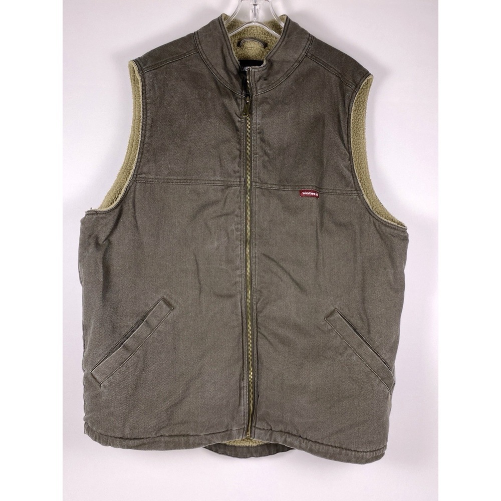 Wolverine Big & Tall Men's Upland Vest Brown Canvas Sherpa Lined Workwear Sz XLT